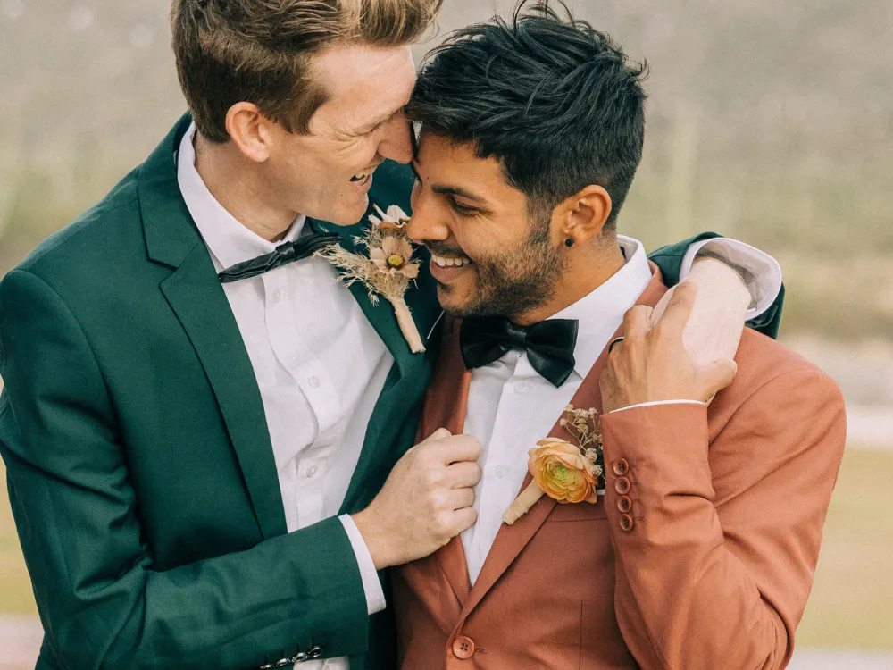 Gay couple in suits
