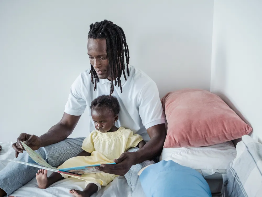 Man reading to child
