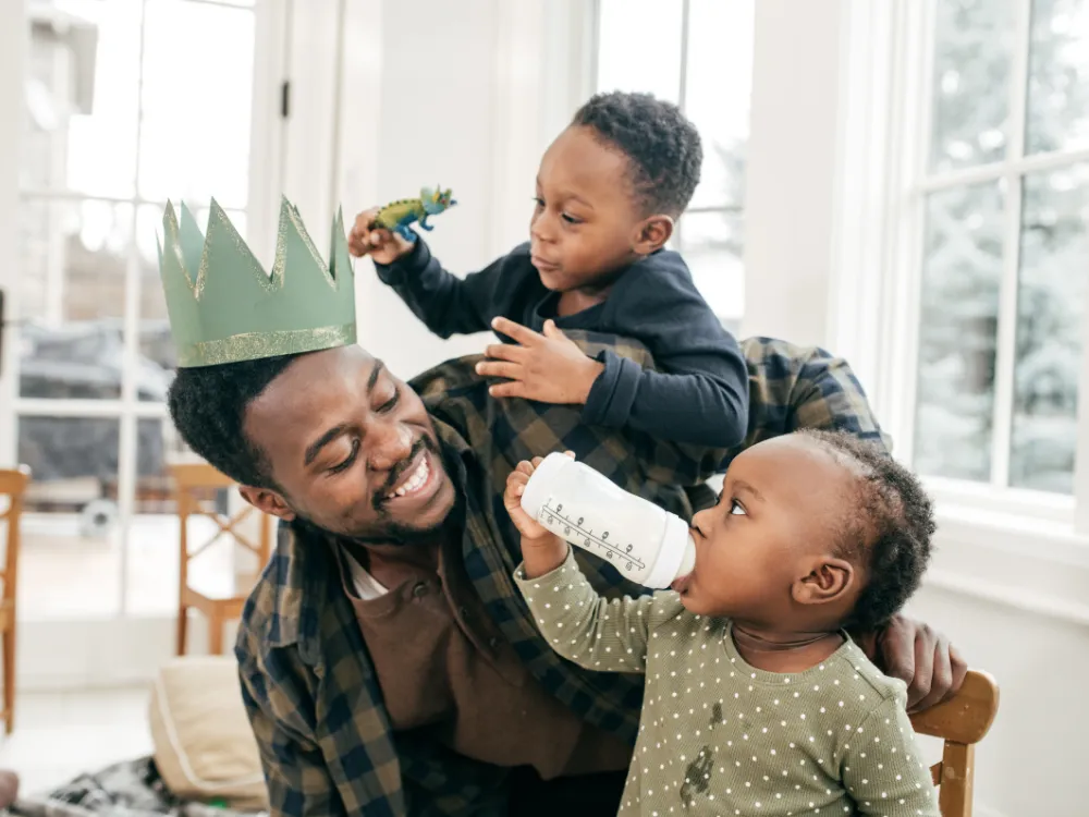 Dad playing with kids